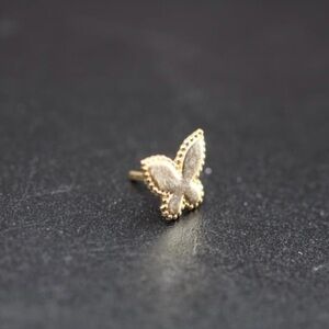 *NEW* 14kt Gold Small Butterfly Straight Bar Nose Ring Stud